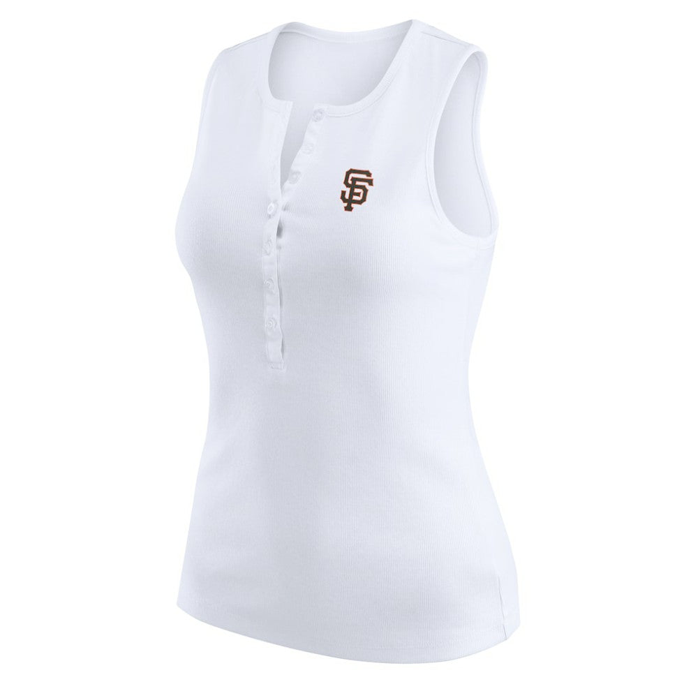 San Francisco Giants WEAR by Erin Andrews Women's Rib-Knit Henley Tank Top White