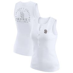 San Diego Padres WEAR by Erin Andrews Women's Rib-Knit Henley Tank Top White