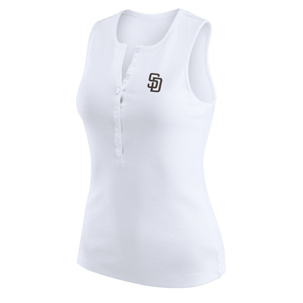 San Diego Padres WEAR by Erin Andrews Women's Rib-Knit Henley Tank Top White