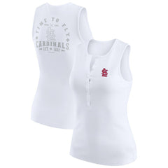 St. Louis Cardinals WEAR by Erin Andrews Women's Rib-Knit Henley Tank Top White