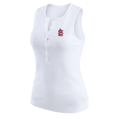 St. Louis Cardinals WEAR by Erin Andrews Women's Rib-Knit Henley Tank Top White
