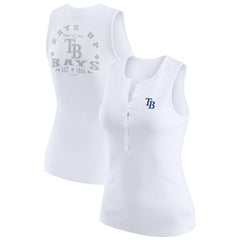 Tampa Bay Rays WEAR by Erin Andrews Women's Rib-Knit Henley Tank Top White