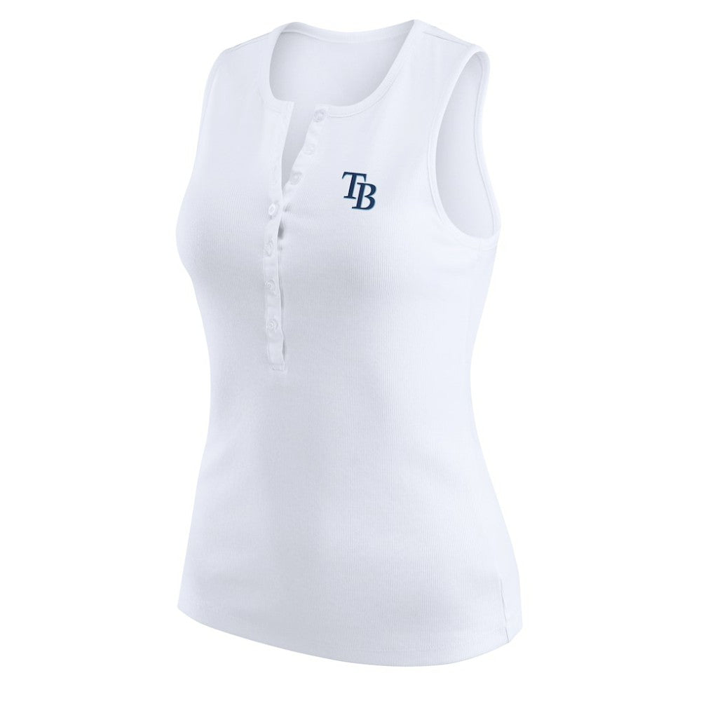 Tampa Bay Rays WEAR by Erin Andrews Women's Rib-Knit Henley Tank Top White