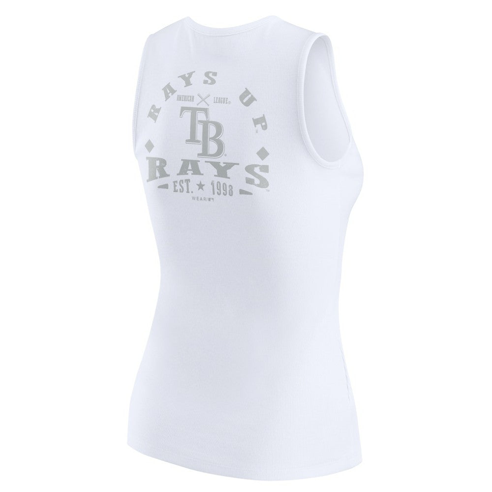 Tampa Bay Rays WEAR by Erin Andrews Women's Rib-Knit Henley Tank Top White