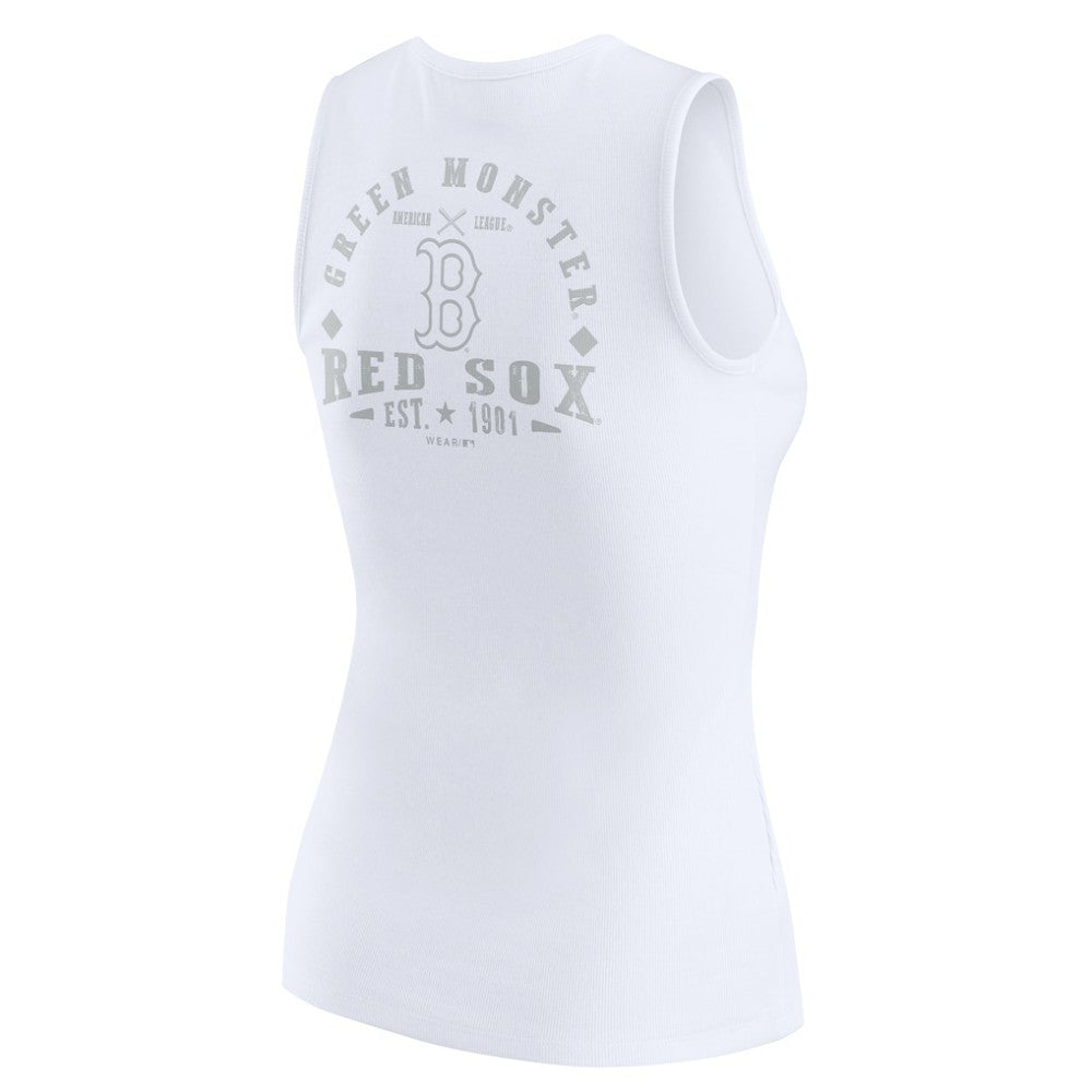 Boston Red Sox WEAR by Erin Andrews Women's Rib-Knit Henley Tank Top White
