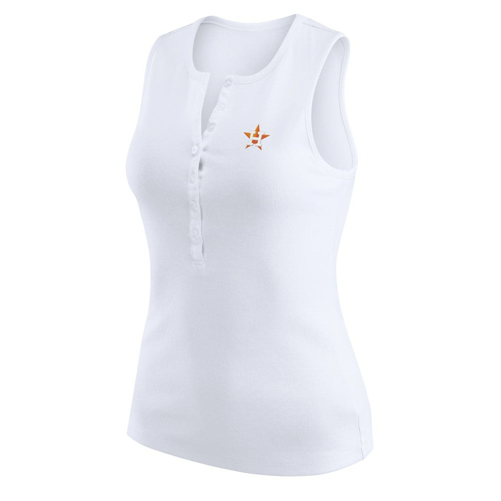 Houston Astros WEAR by Erin Andrews Women's Rib-Knit Henley Tank Top White
