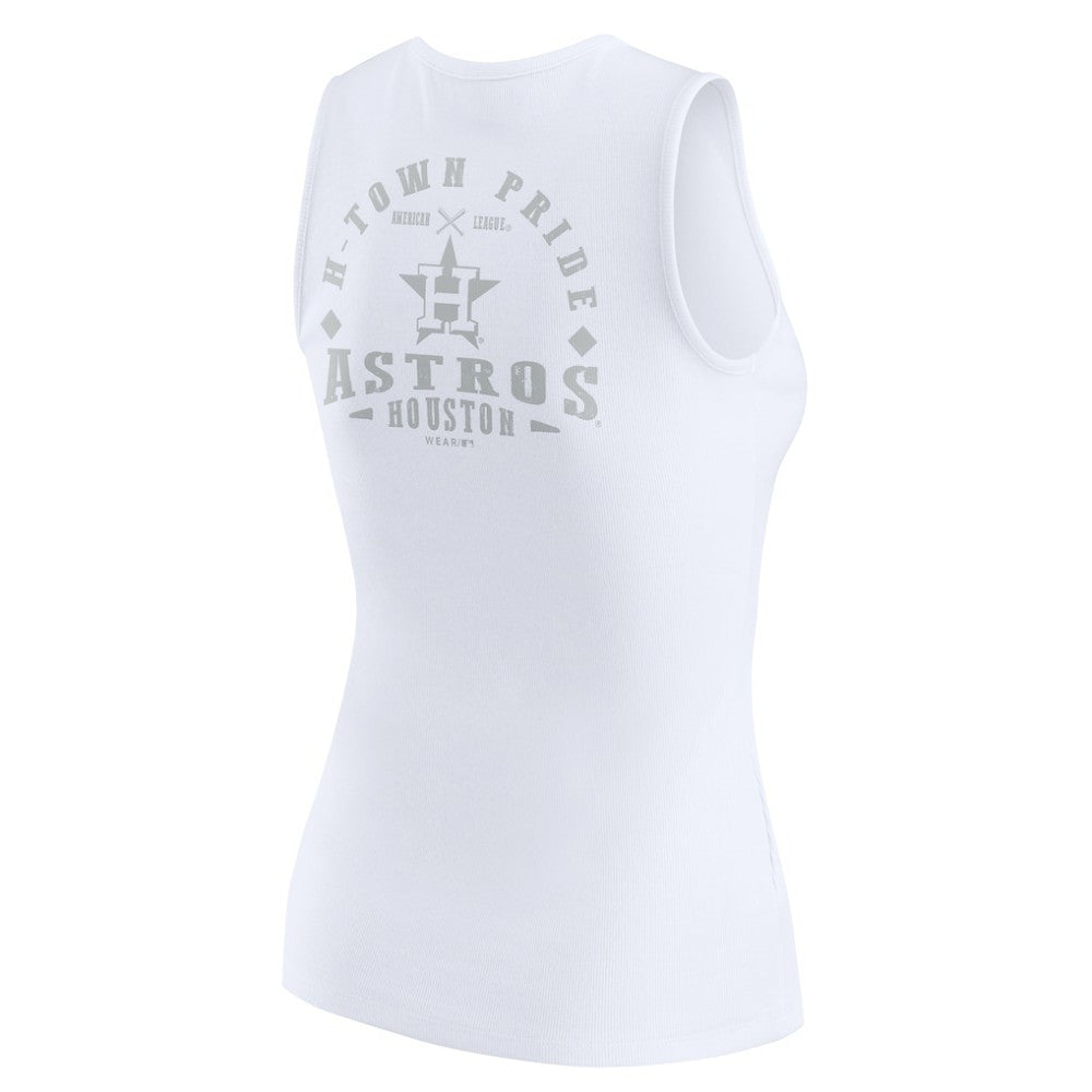Houston Astros WEAR by Erin Andrews Women's Rib-Knit Henley Tank Top White