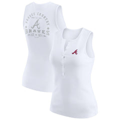 Atlanta Braves WEAR by Erin Andrews Women's Rib-Knit Henley Tank Top White