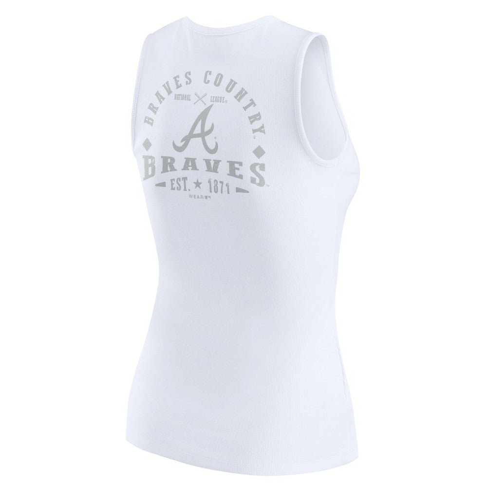 Atlanta Braves WEAR by Erin Andrews Women's Rib-Knit Henley Tank Top White