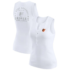 Baltimore Orioles WEAR by Erin Andrews Women's Rib-Knit Henley Tank Top White