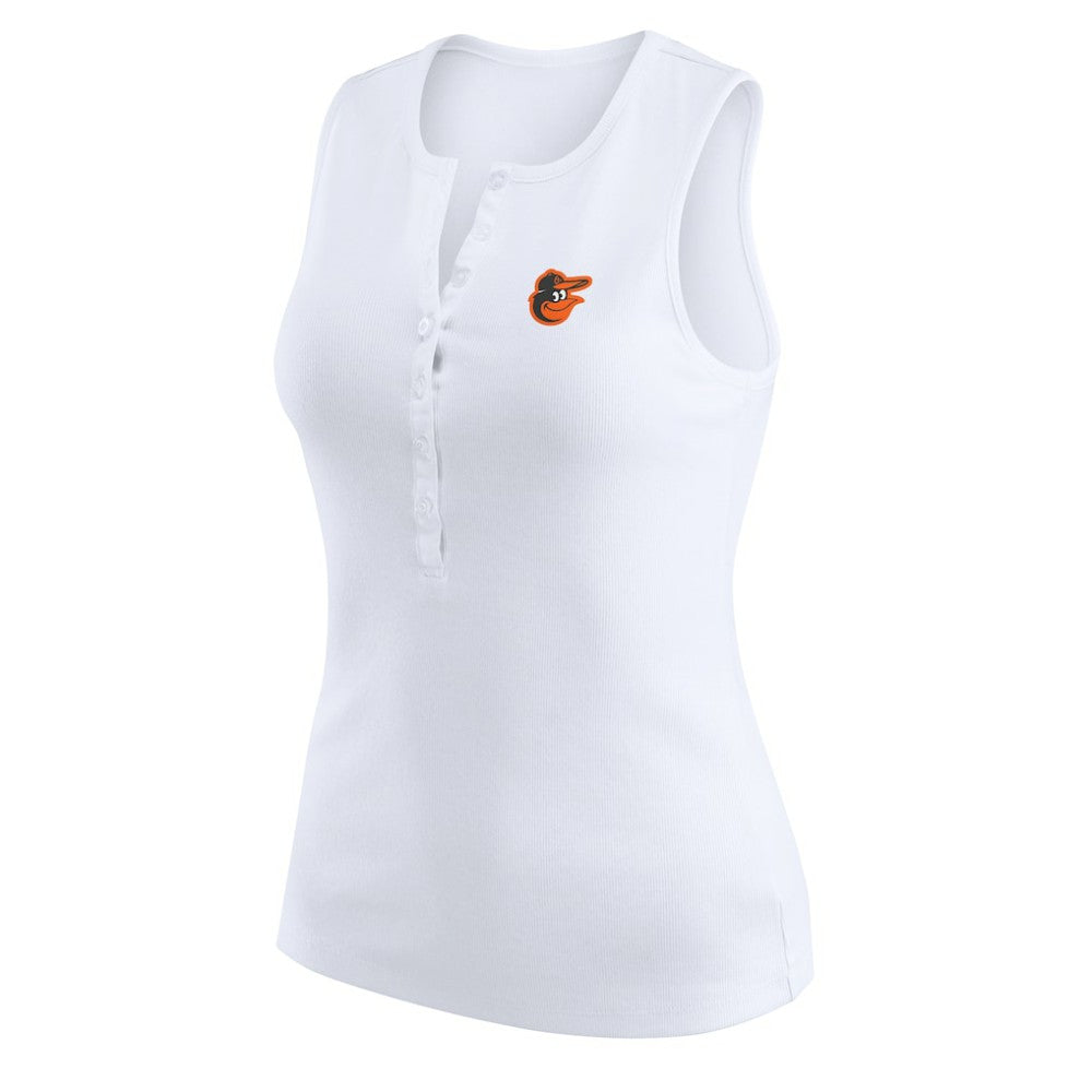 Baltimore Orioles WEAR by Erin Andrews Women's Rib-Knit Henley Tank Top White