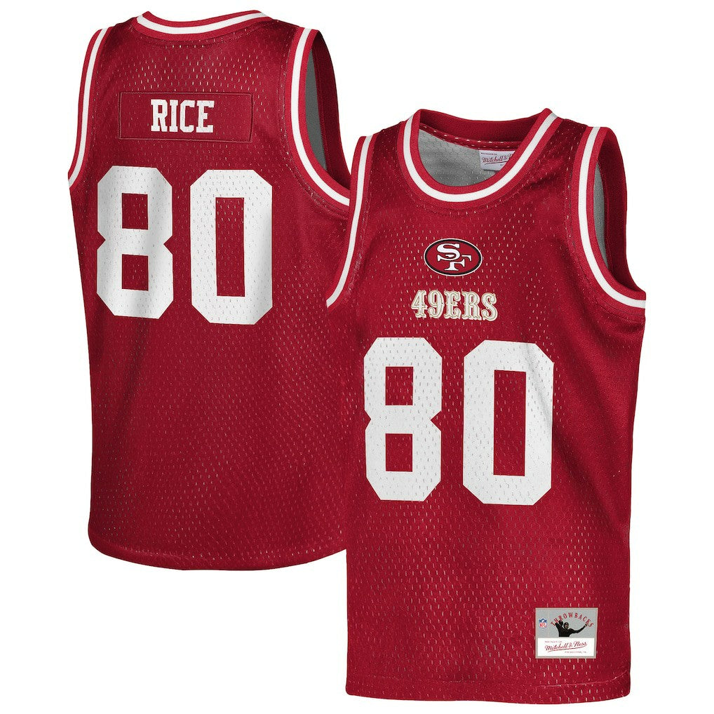 Jerry Rice San Francisco 49ers Youth Retired Player NFL Basketball Fashion Jersey - Scarlet outlet