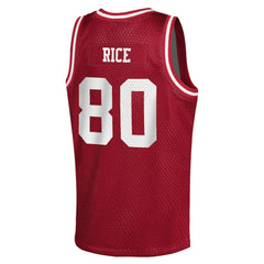Jerry Rice San Francisco 49ers Youth Retired Player NFL Basketball Fashion Jersey - Scarlet outlet
