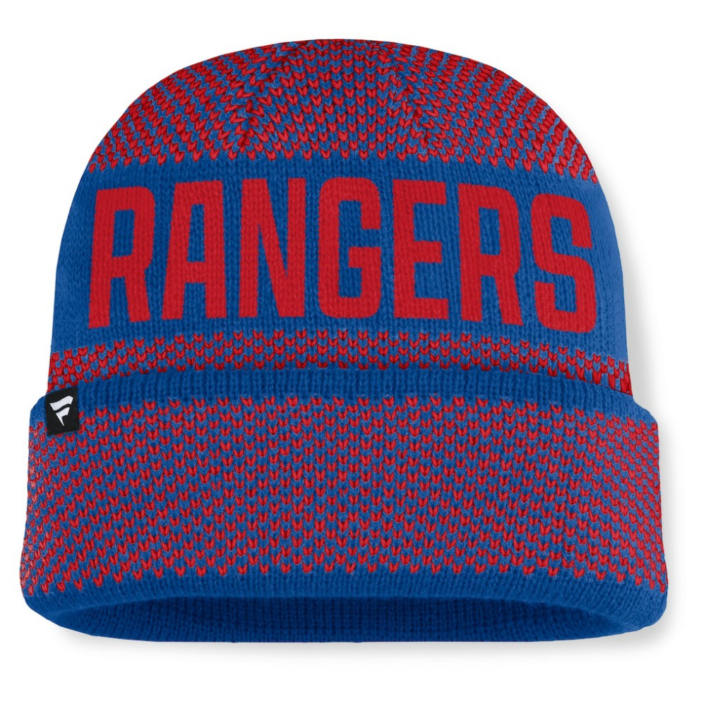 New York Rangers Fanatics Fundamentals Shelter Cuffed Knit Hat Blue/Red