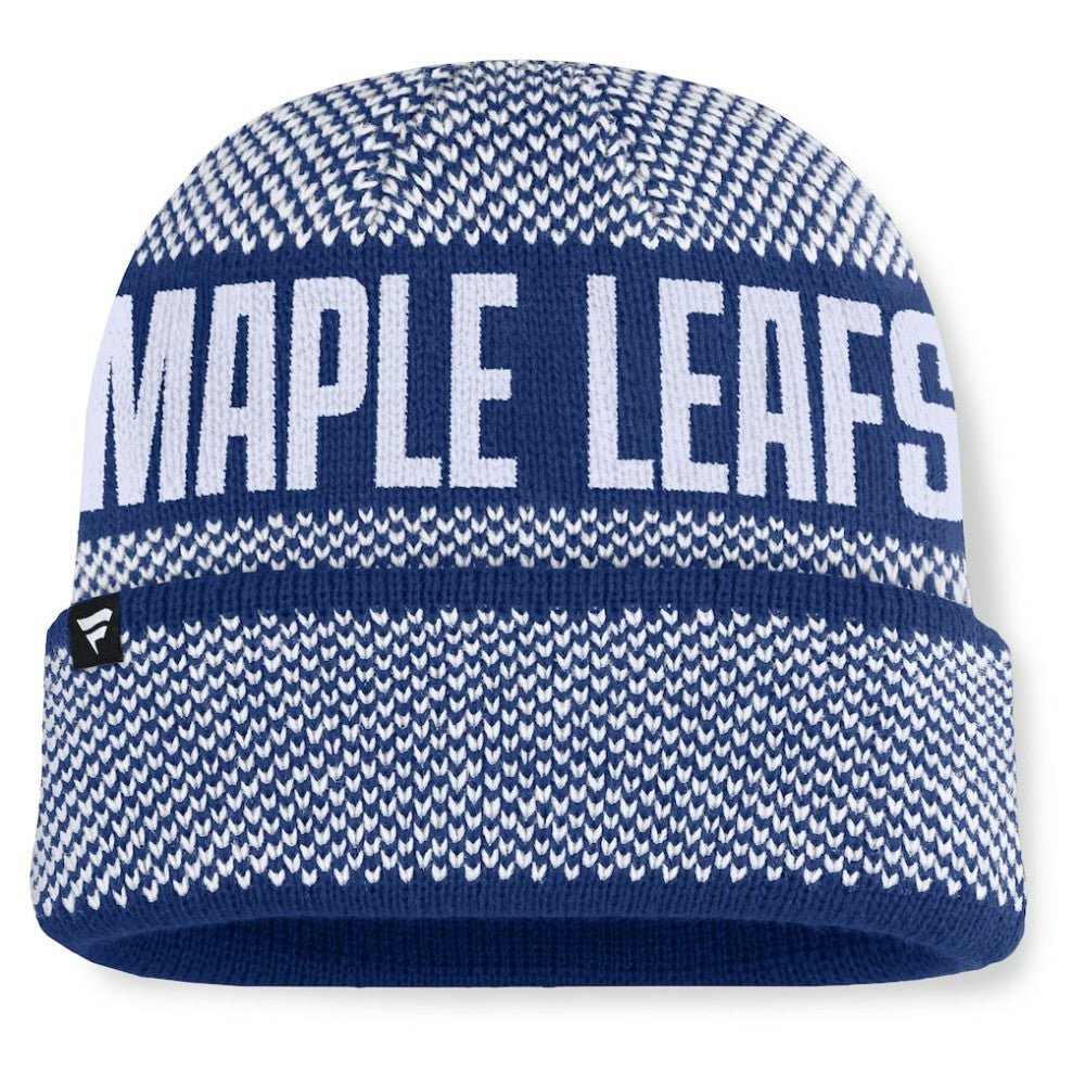 Toronto Maple Leafs Fanatics Fundamentals Shelter Cuffed Knit Hat Blue/White