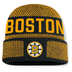Boston Bruins Fanatics Fundamentals Shelter Cuffed Knit Hat Black/Gold