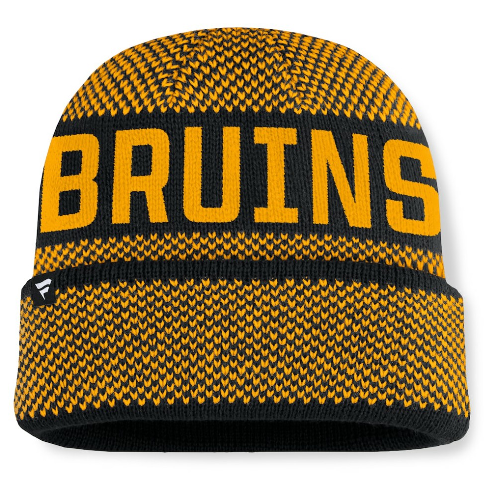 Boston Bruins Fanatics Fundamentals Shelter Cuffed Knit Hat Black/Gold