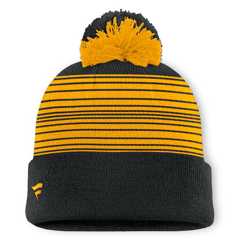 Boston Bruins Fanatics Fundamental Spirit Cuffed Pom Knit Hat Black