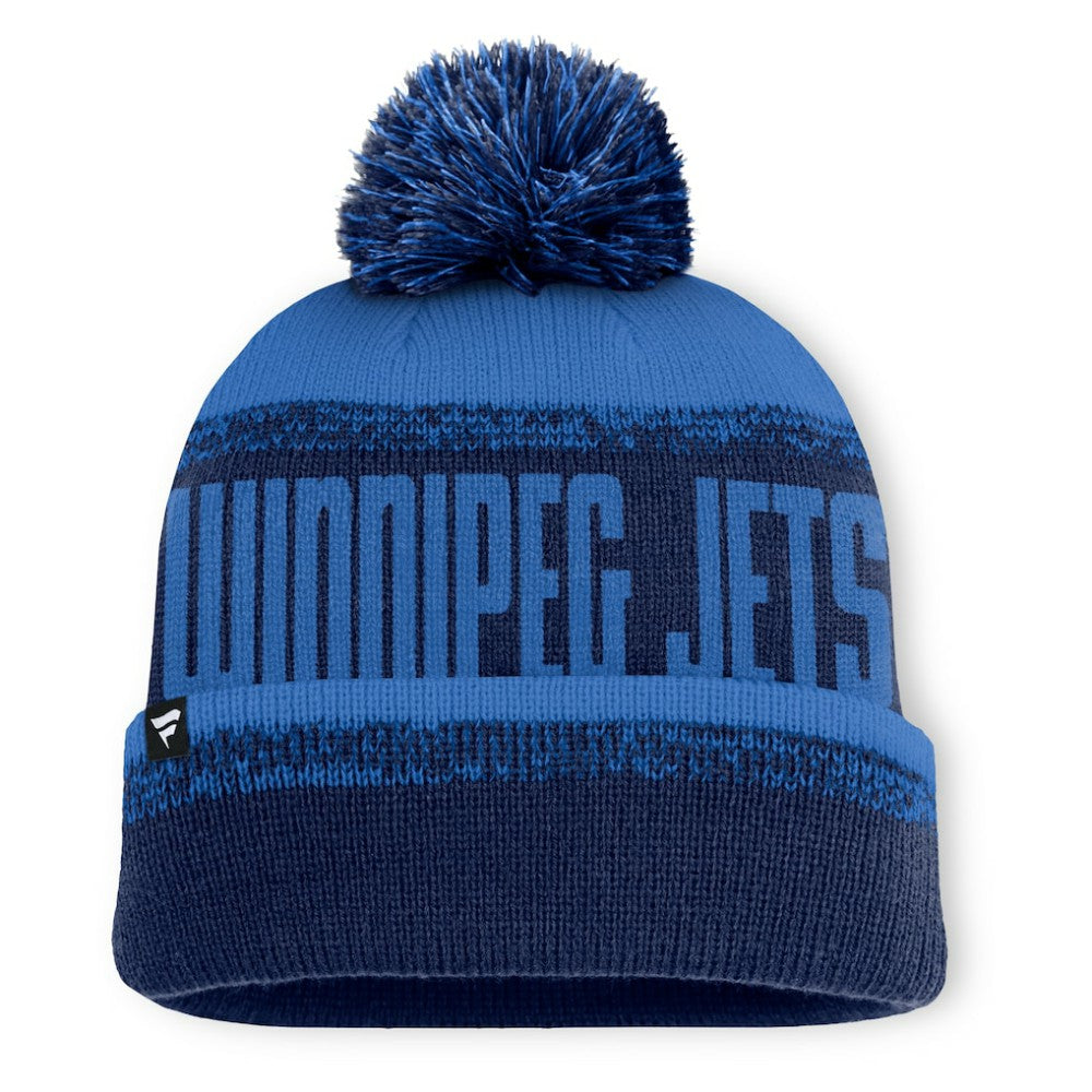 Winnipeg Jets Fanatics Fundamentals Thrive Cuffed Knit Hat with Pom Navy/Blue