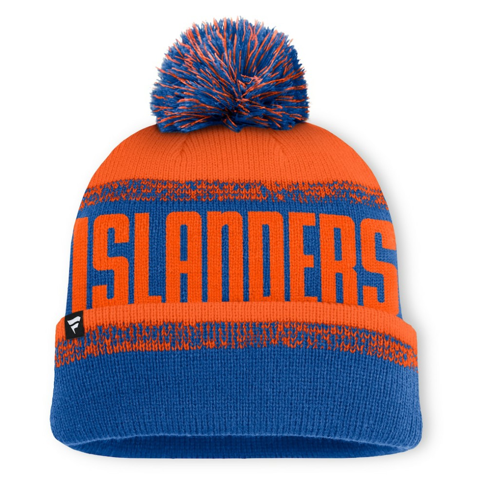 New York Islanders Fanatics Fundamentals Thrive Cuffed Knit Hat with Pom Royal/Orange