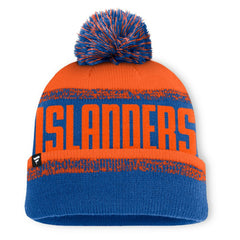 New York Islanders Fanatics Fundamentals Thrive Cuffed Knit Hat with Pom Royal/Orange