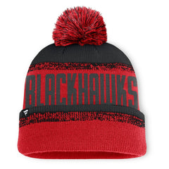 Chicago Blackhawks Fanatics Fundamentals Thrive Cuffed Knit Hat with Pom Red/Black