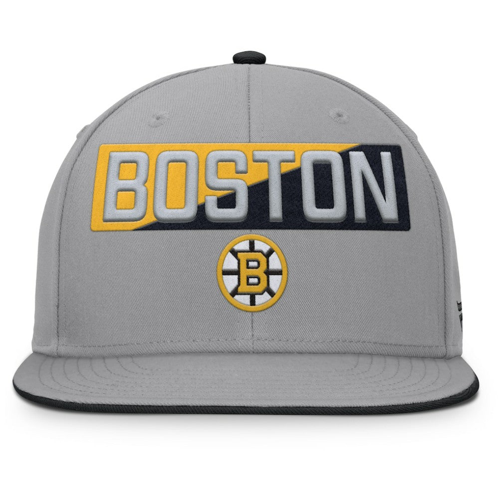 Boston Bruins Fanatics Fundamentals Duo Split Logo Snapback Hat Gray
