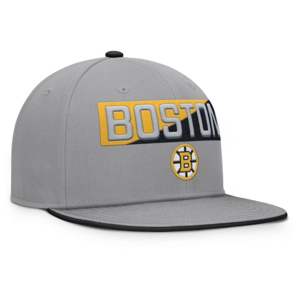 Boston Bruins Fanatics Fundamentals Duo Split Logo Snapback Hat Gray