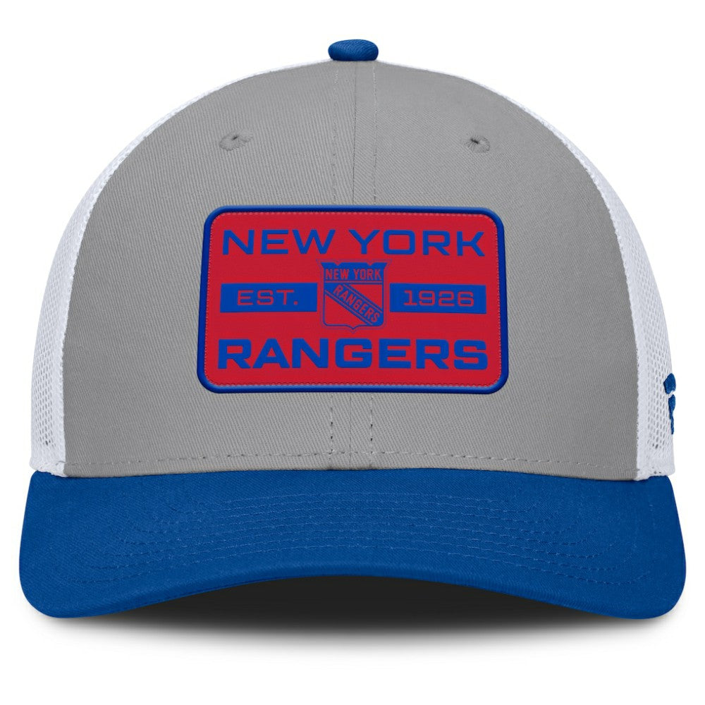 New York Rangers Fanatics Fundamental Adapt Trucker Adjustable Hat Gray/Blue