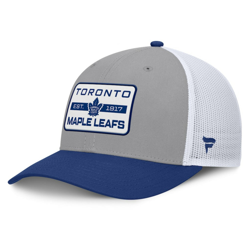 Toronto Maple Leafs Fanatics Fundamental Adapt Trucker Adjustable Hat Gray/Blue