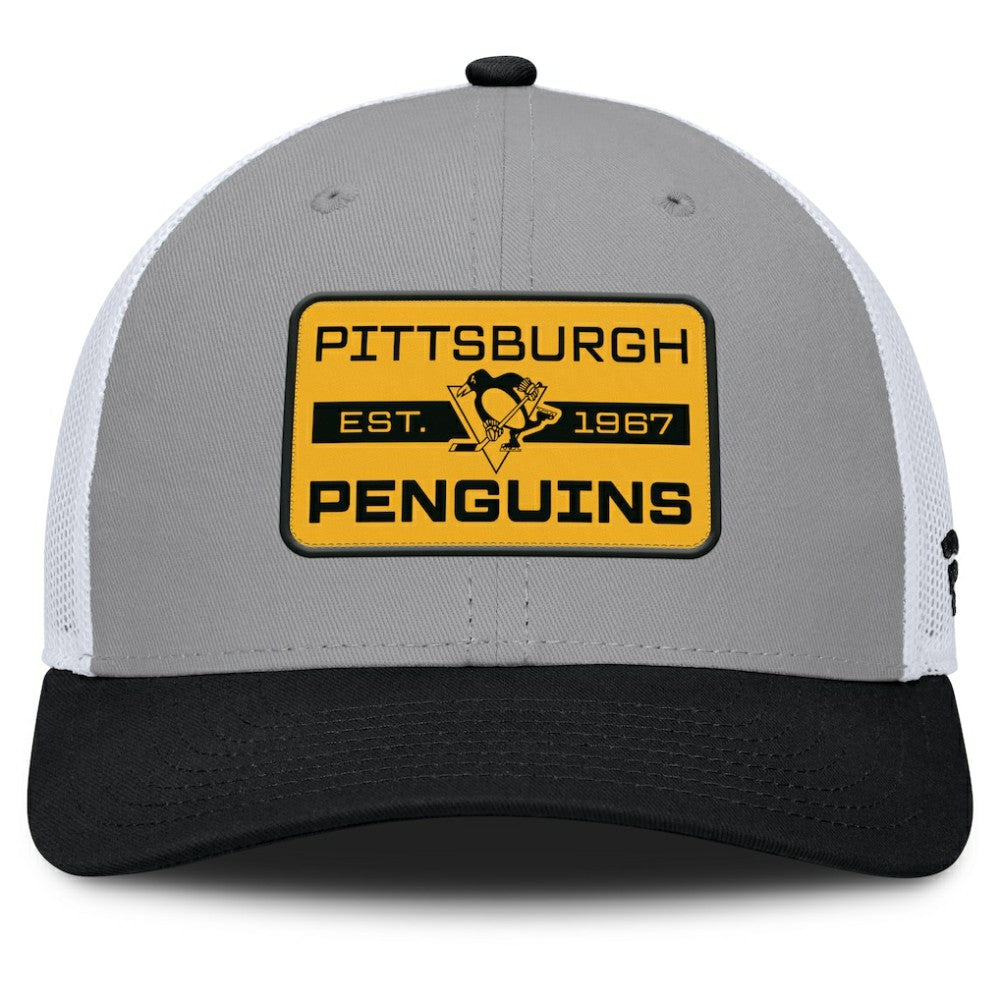 Pittsburgh Penguins Fanatics Fundamental Adapt Trucker Adjustable Hat Gray/Black