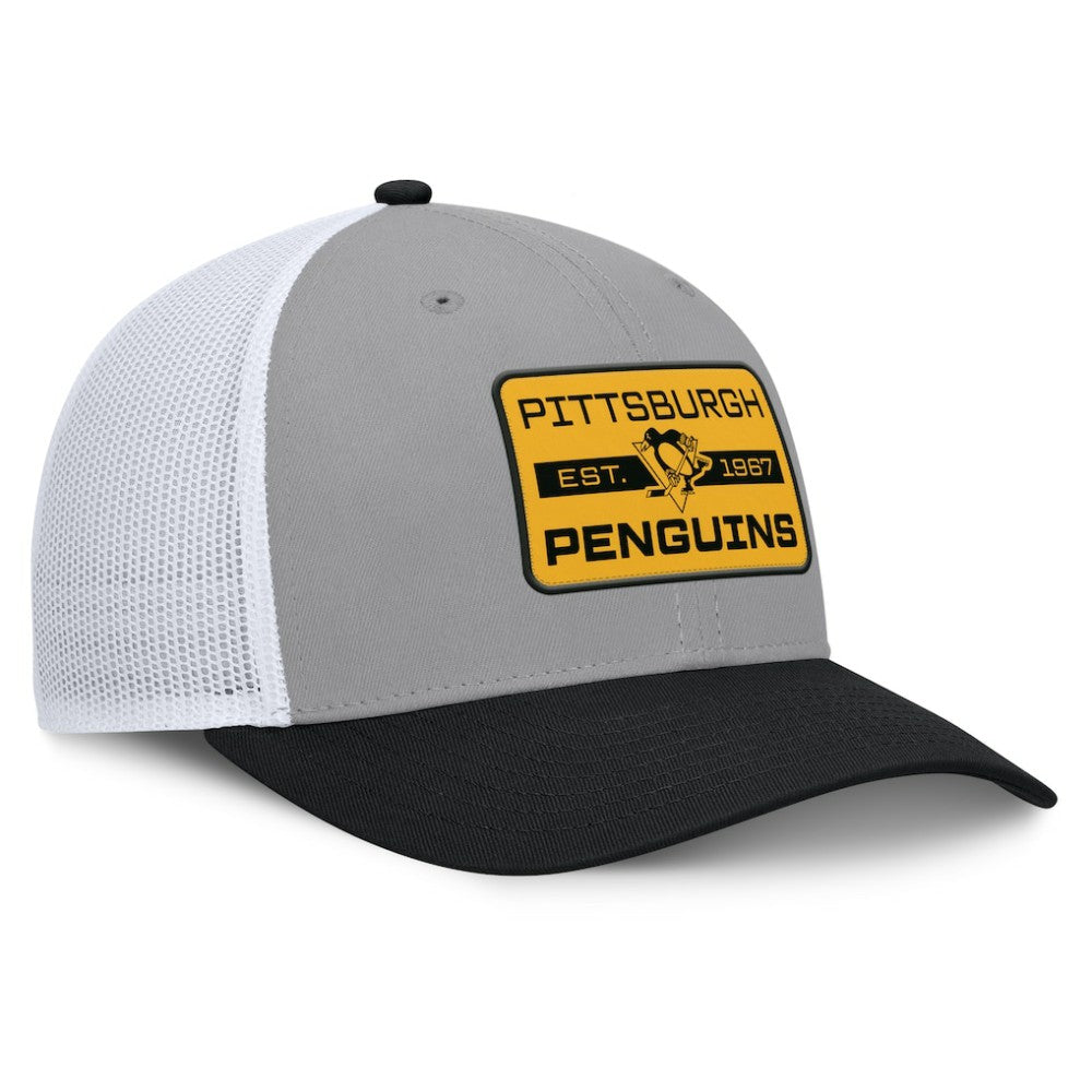 Pittsburgh Penguins Fanatics Fundamental Adapt Trucker Adjustable Hat Gray/Black
