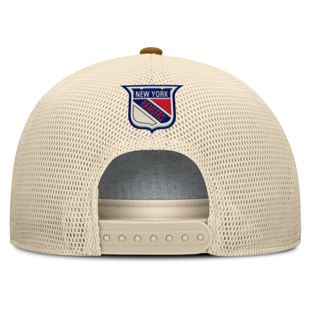 New York Rangers Fanatics Heritage Fetch A-Frame Trucker Adjustable Hat Brown/Cream