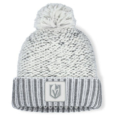 Vegas Golden Knights Fanatics Women's Fundamental Mist Cuffed Knit Hat with Pom White/Gray