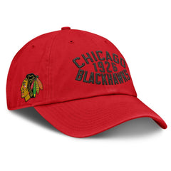 Chicago Blackhawks Fanatics Fundamentals Archer Adjustable Hat Red
