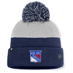 New York Rangers Fanatics Authentic Pro Home Ice Cuffed Knit Hat with Pom Navy/Gray