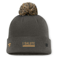New York Rangers Fanatics Authentic Pro Military Appreciation Cuffed Knit Hat with Pom Charcoal