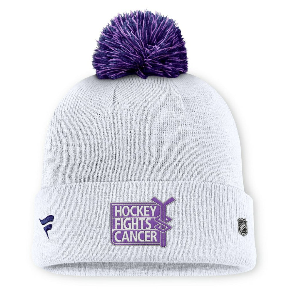 Vegas Golden Knights Fanatics Authentic Pro Hockey Fights Cancer Cuffed Knit Hat with Pom White