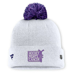 Vegas Golden Knights Fanatics Authentic Pro Hockey Fights Cancer Cuffed Knit Hat with Pom White