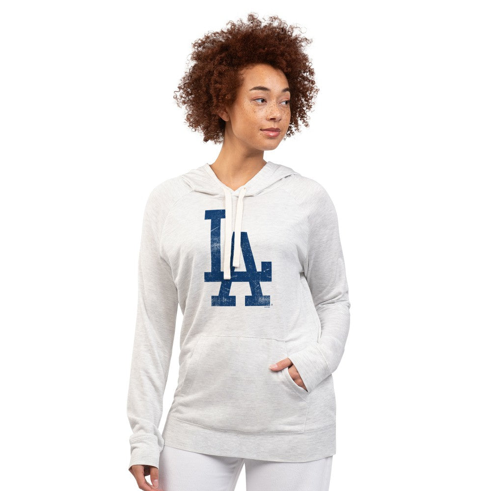 Los Angeles Dodgers G-III 4Her by Carl Banks Women's Pregame Pullover Hoodie Oatmeal