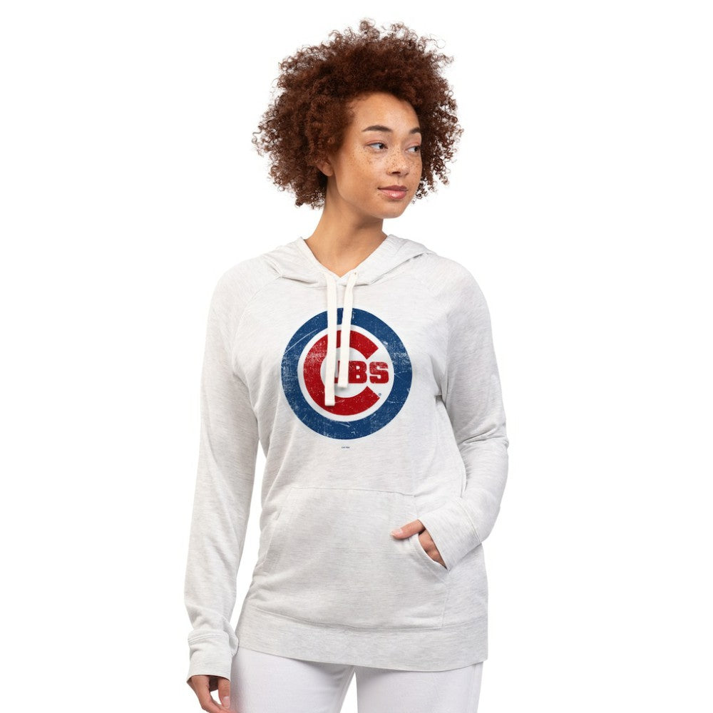 Chicago Cubs G-III 4Her by Carl Banks Women's Pregame Pullover Hoodie Oatmeal