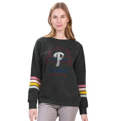 Philadelphia Phillies G-III 4Her by Carl Banks Women's Allana Stripe Pullover Sweatshirt Charcoal