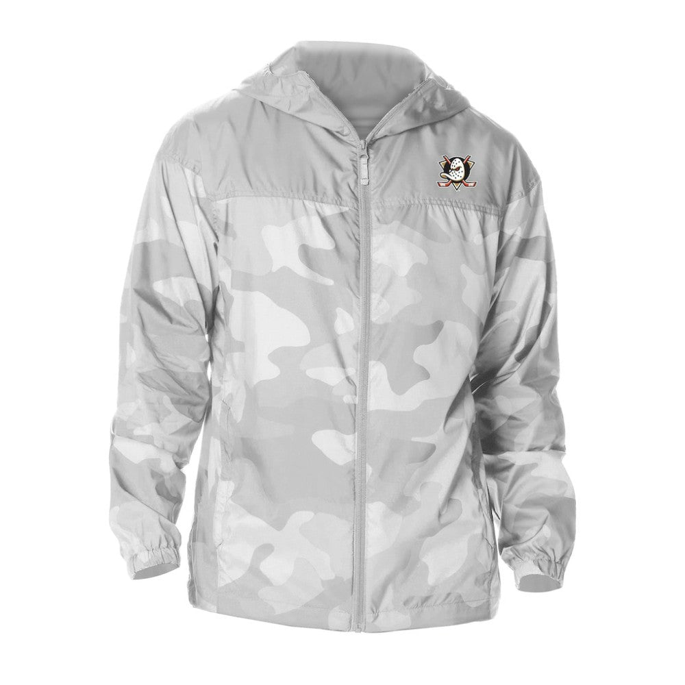 Anaheim Ducks Columbia Camo Flash Challenger Omni-Shade Full-Zip Hoodie Windbreaker Gray