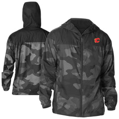 Calgary Flames Columbia Camo Flash Challenger Omni-Shade Full-Zip Hoodie Windbreaker Black