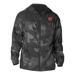 Calgary Flames Columbia Camo Flash Challenger Omni-Shade Full-Zip Hoodie Windbreaker Black