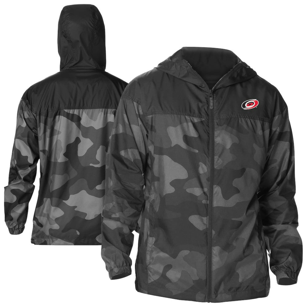 Carolina Hurricanes Columbia Camo Flash Challenger Omni-Shade Full-Zip Hoodie Windbreaker Black