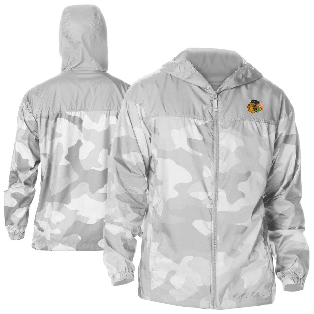 Chicago Blackhawks Columbia Camo Flash Challenger Omni-Shade Full-Zip Hoodie Windbreaker Gray
