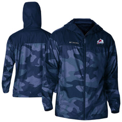 Colorado Avalanche Columbia Camo Flash Challenger Omni-Shade Full-Zip Hoodie Windbreaker Navy