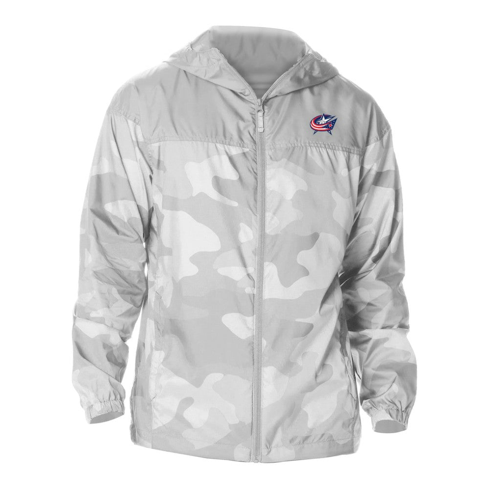 Columbus Blue Jackets Columbia Camo Flash Challenger Omni-Shade Full-Zip Hoodie Windbreaker Gray