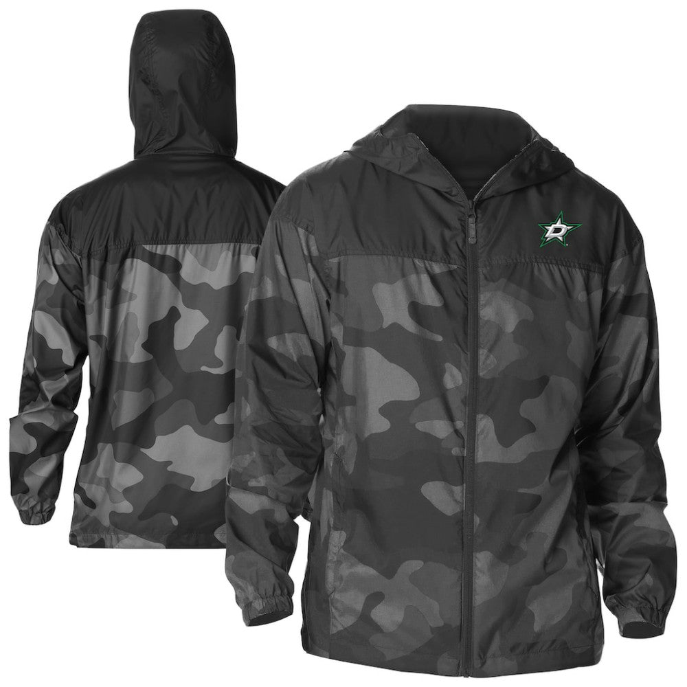 Dallas Stars Columbia Camo Flash Challenger Omni-Shade Full-Zip Hoodie Windbreaker Black
